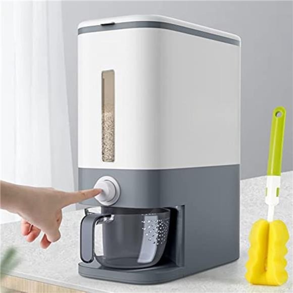 25Lbs Rice Dispenser, Large Grain Container Storage with Lid Measuring Cylinder - Picture 1 of 6